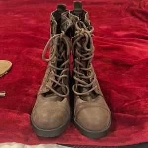 Brown combat boots